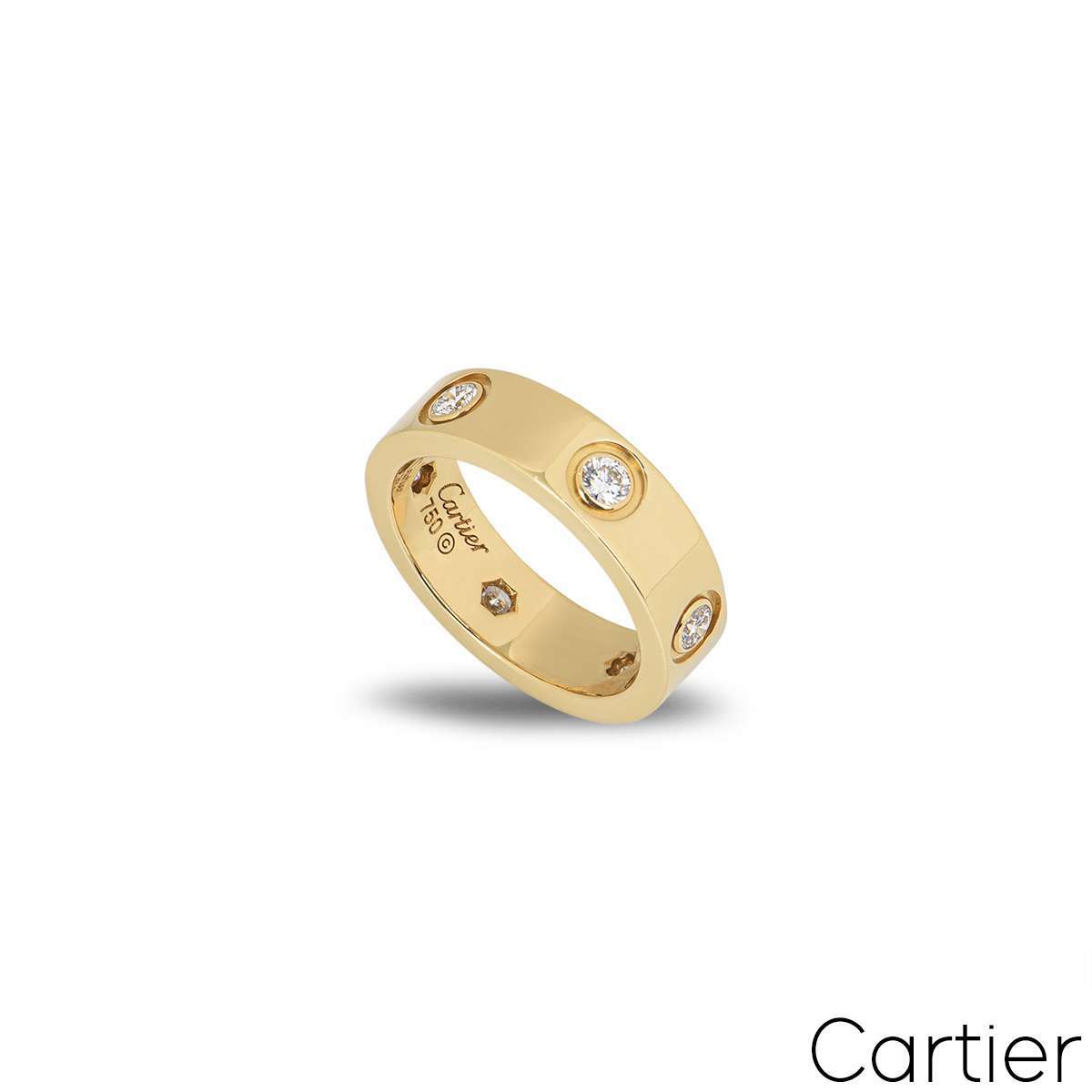 Cartier Yellow Gold Full Diamond Love Ring Size 53 B4025900